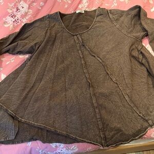 Krista Larson Billowy Shirt - Brown Distress HCSW - Like New - OS